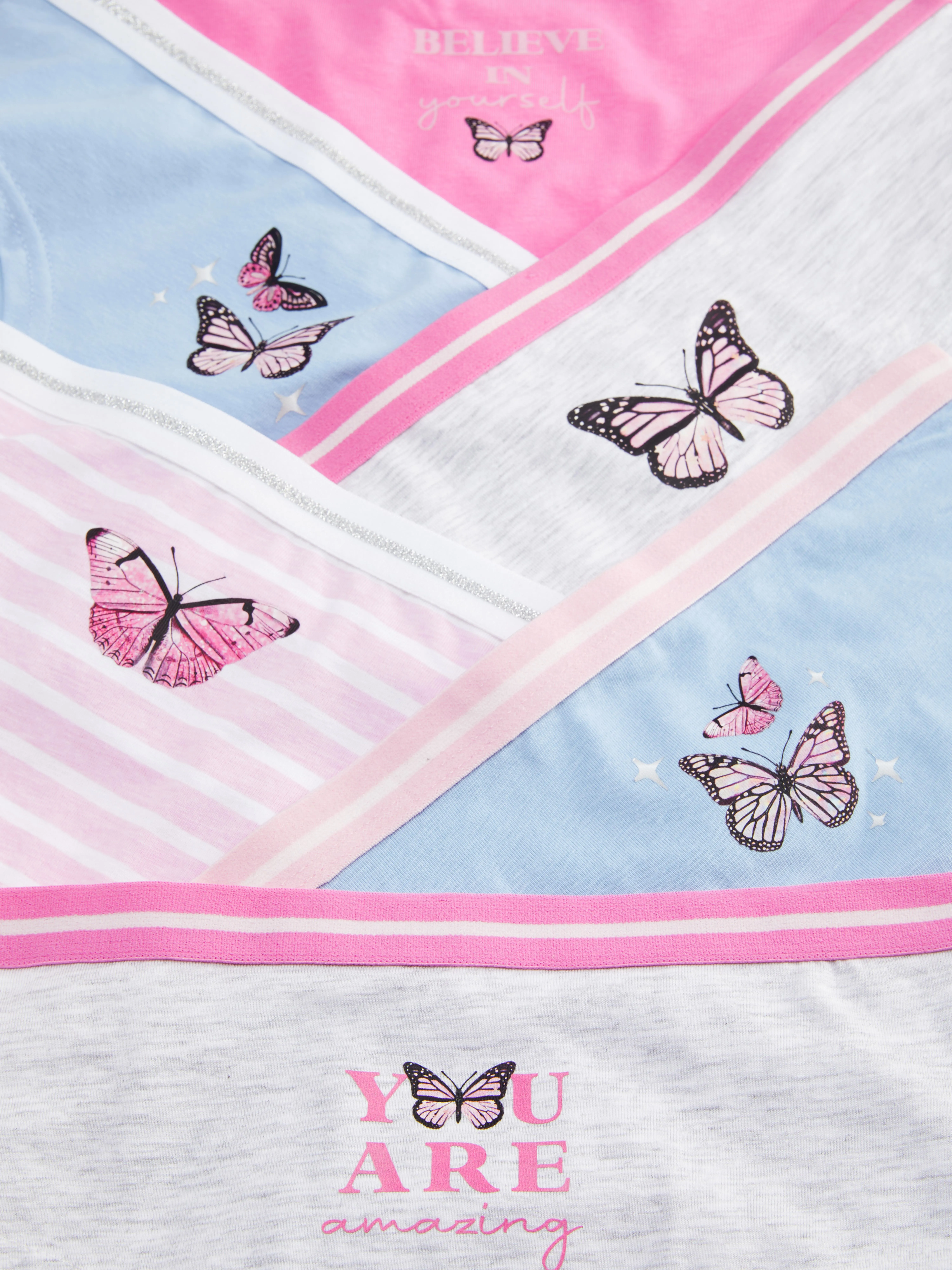 Pack de 6 braguitas a la cadera con mariposas
