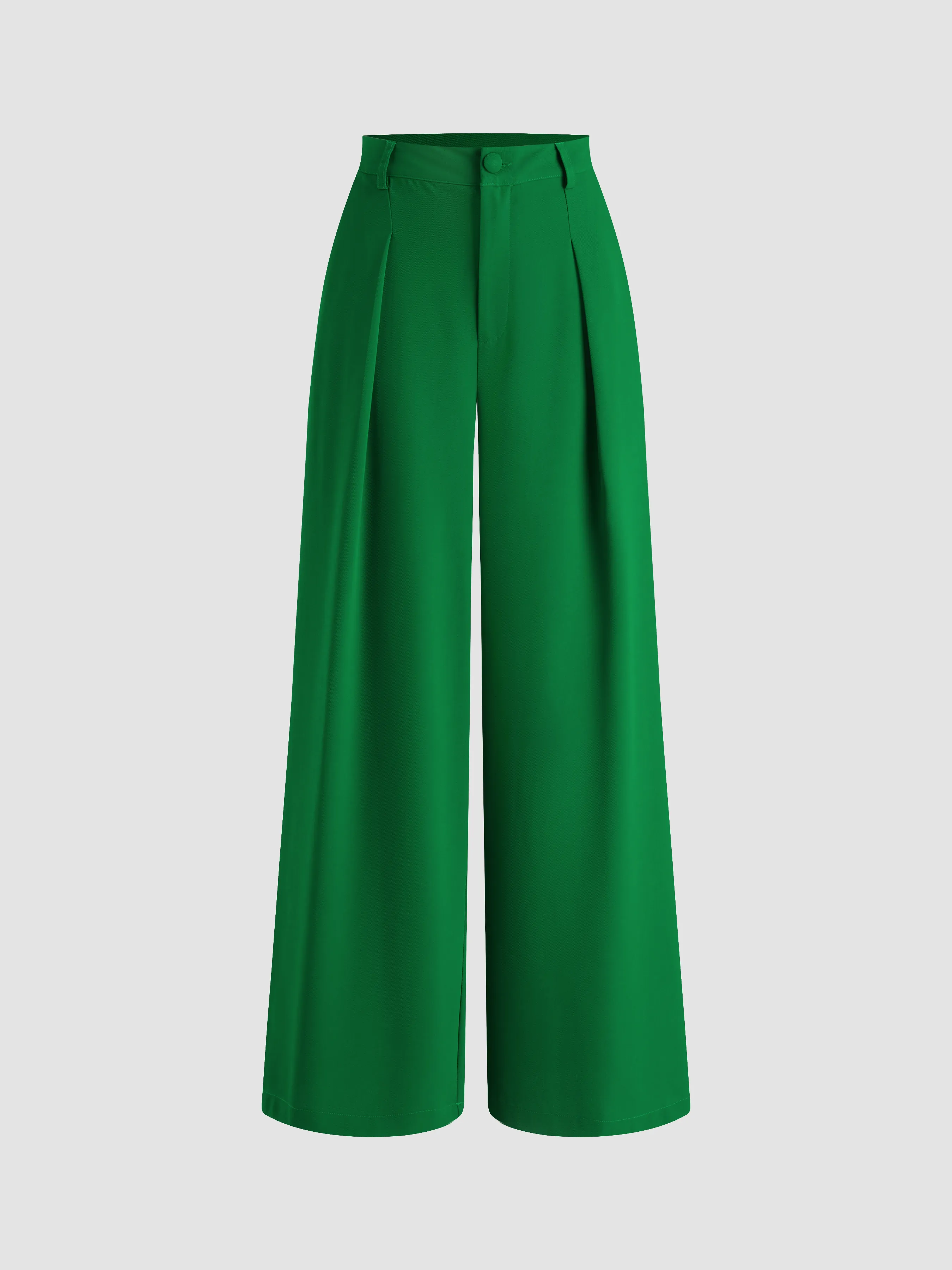  Pantalones de Pierna Ancha con Cremallera y Cintura Alta Sólidos