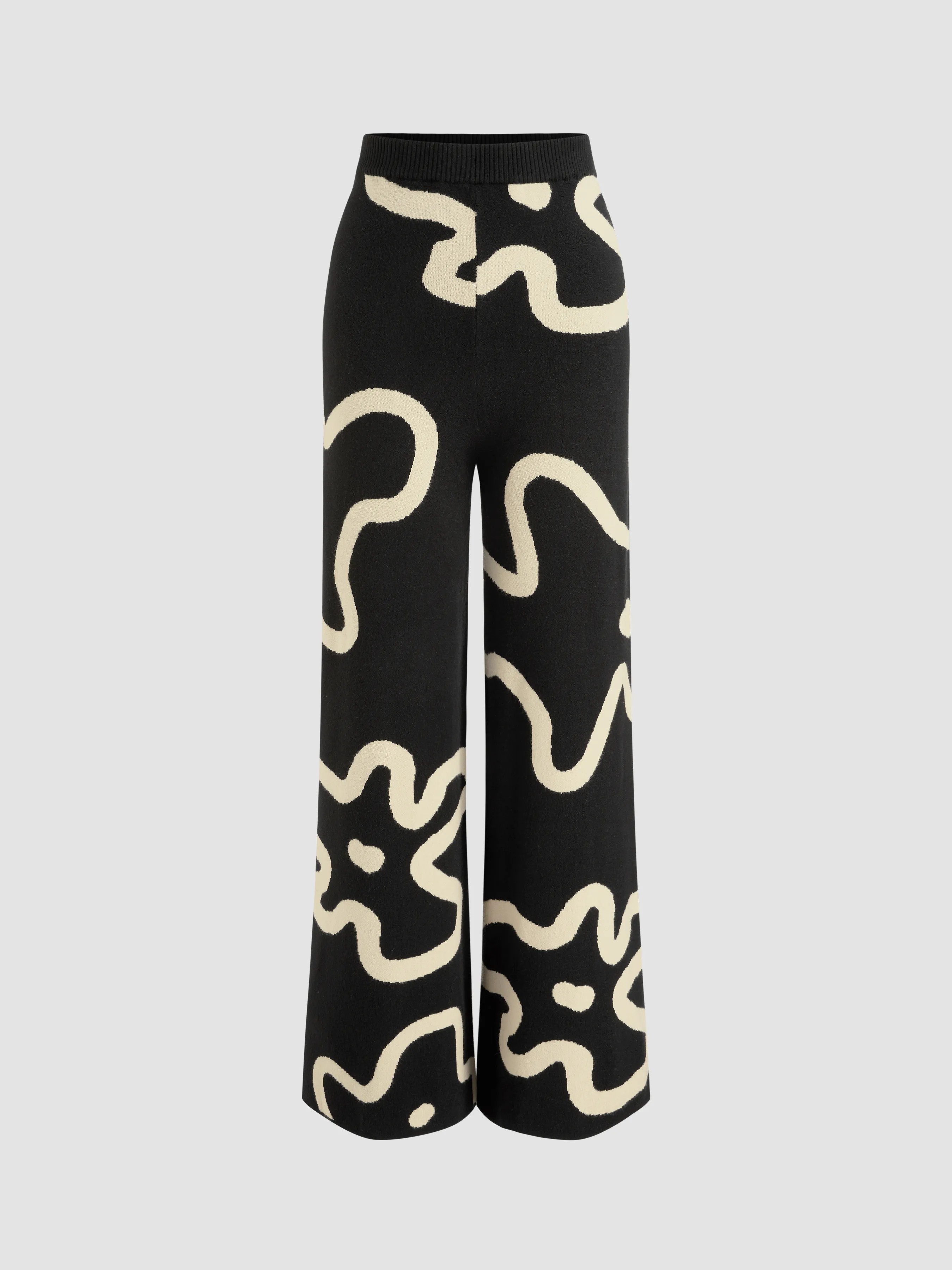  Pantalones rectos florales de cintura alta
