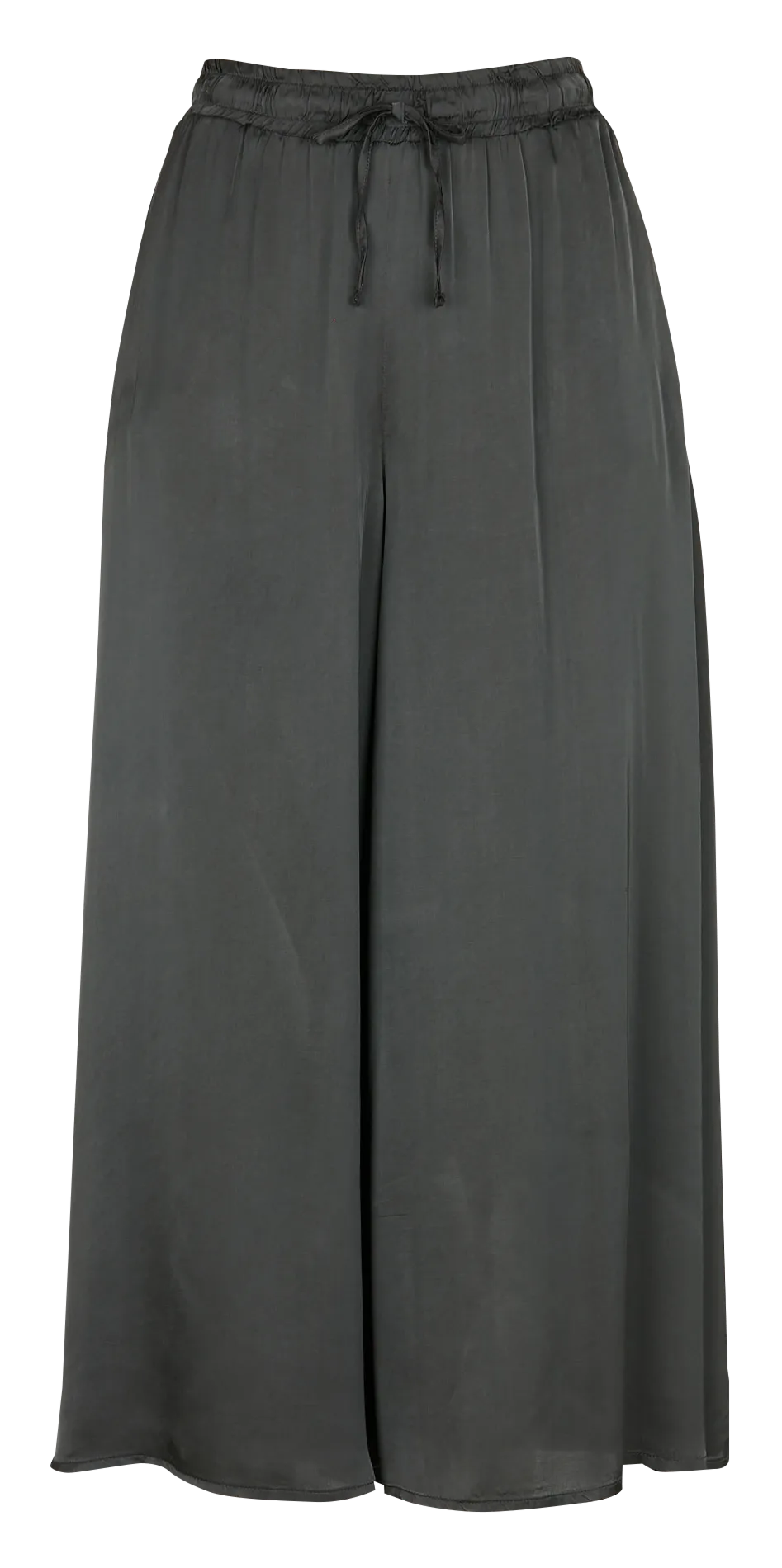 Pantalón ancho 7/8 satinado en azul