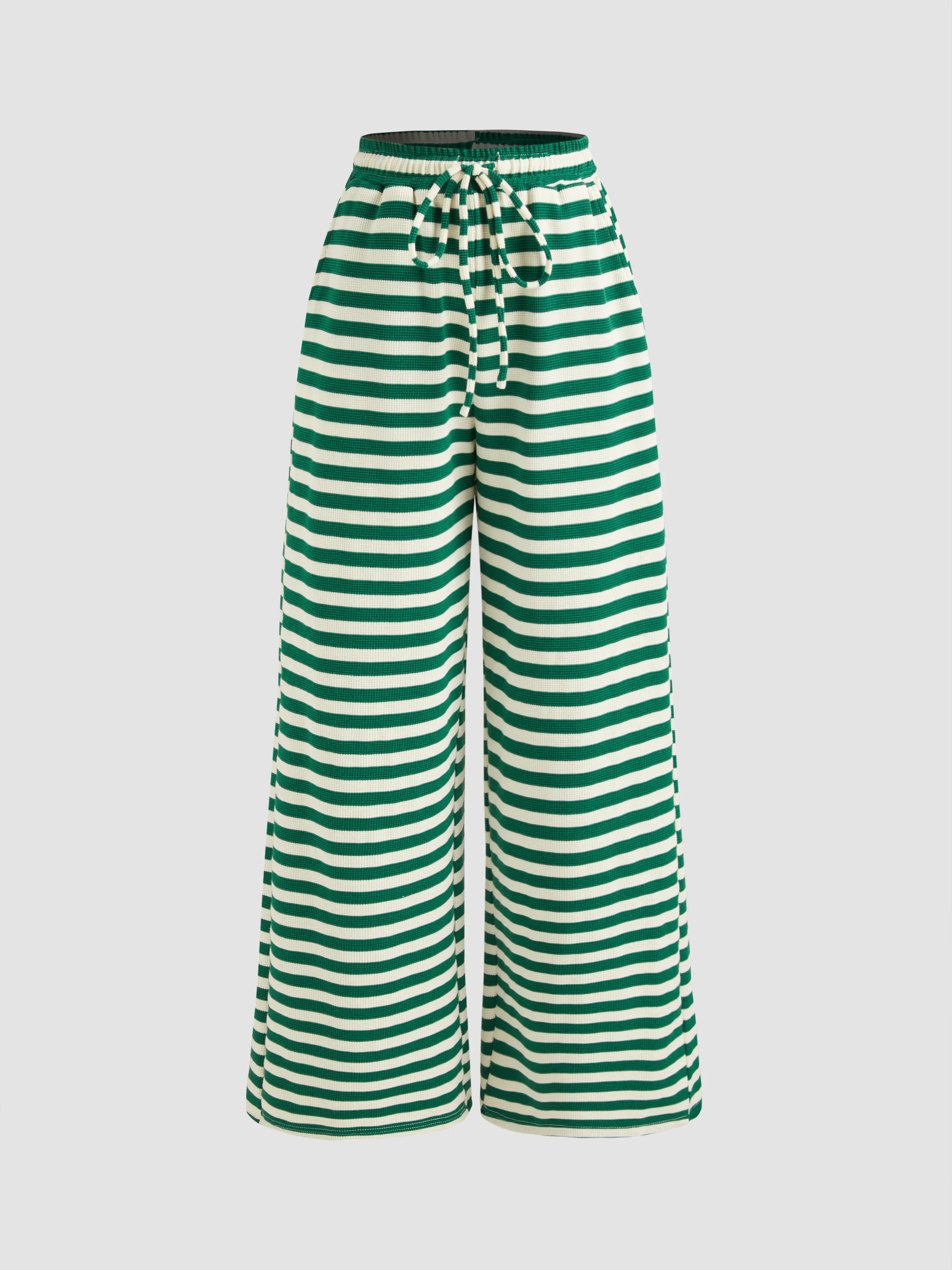 Pantalón ancho a rayas con nudo de tiro medio