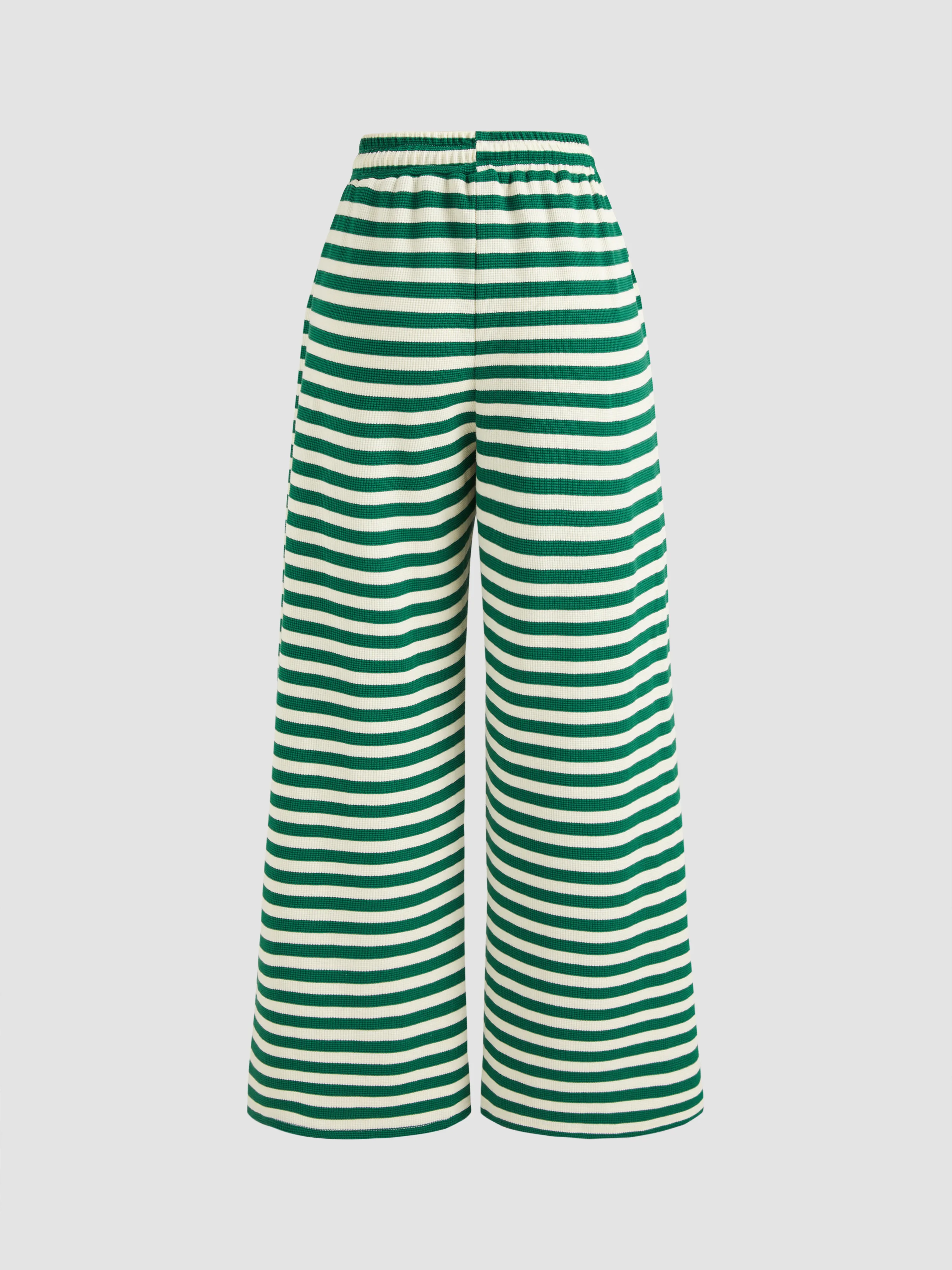 Pantalón ancho a rayas con nudo de tiro medio