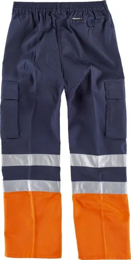 Pantalón bicolor con dos cintas de alta visibilidad Marino Naranja