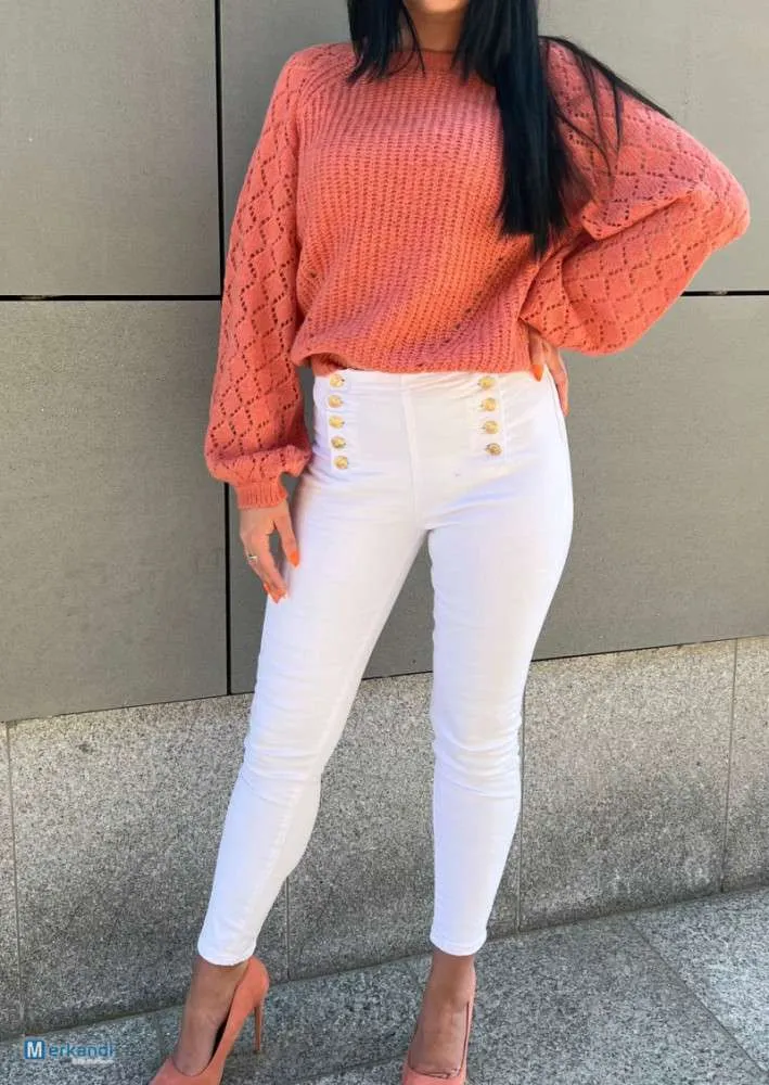 Pantalón blanco con botones TALLA GRANDE