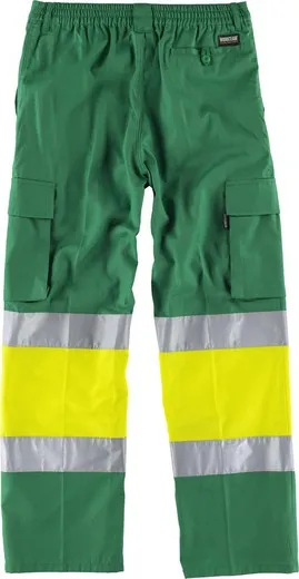 Pantalón con 2 cintas de alta visibilidad Verde Pistacho / Amarillo