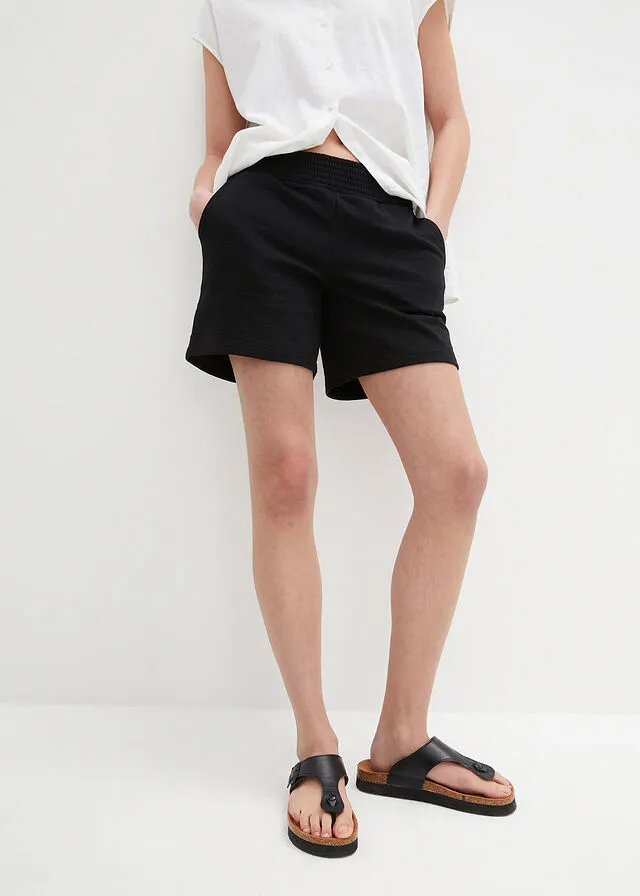 Pantalón corto de chándal con cintura alta Negro