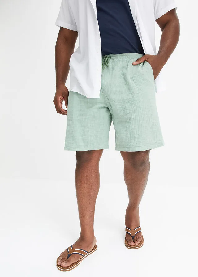 Pantalón corto de muselina con corte normal Negro