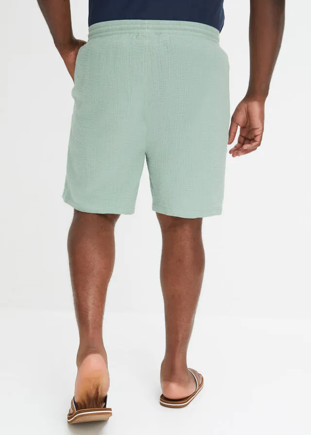 Pantalón corto de muselina con corte normal Negro