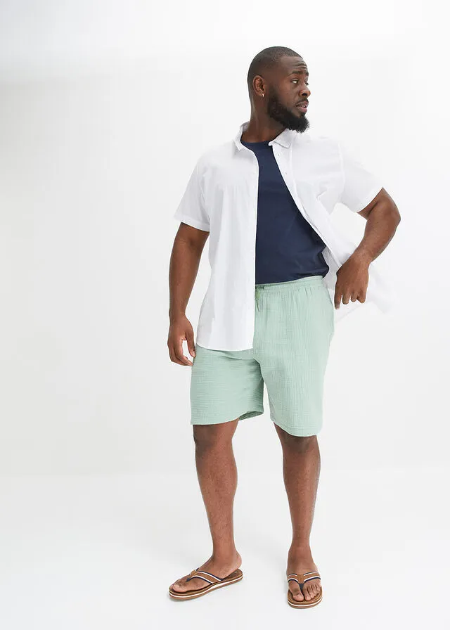 Pantalón corto de muselina con corte normal Negro