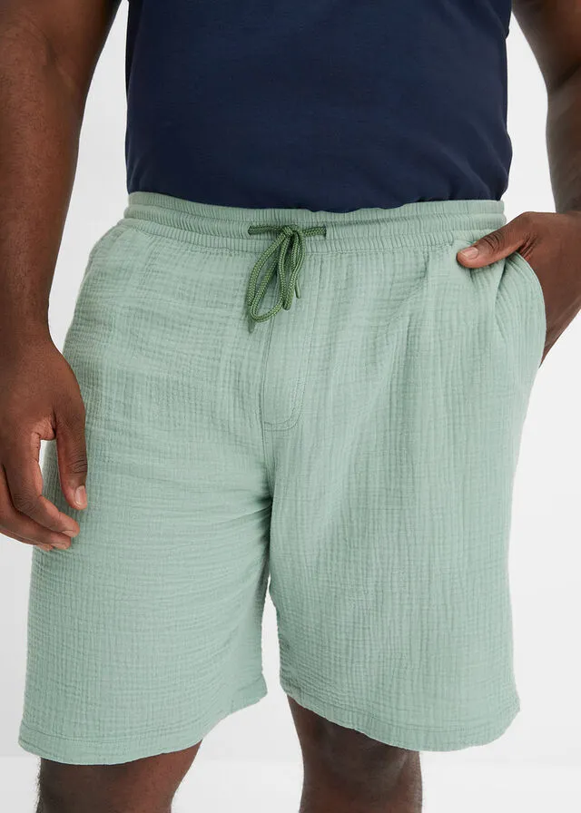 Pantalón corto de muselina con corte normal Negro