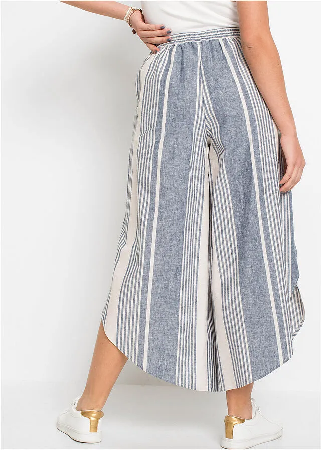 PANTALóN DE ESTILO PALAZZO DE RAYAS RAYAS EN AZULBLANCO A LO LARGO