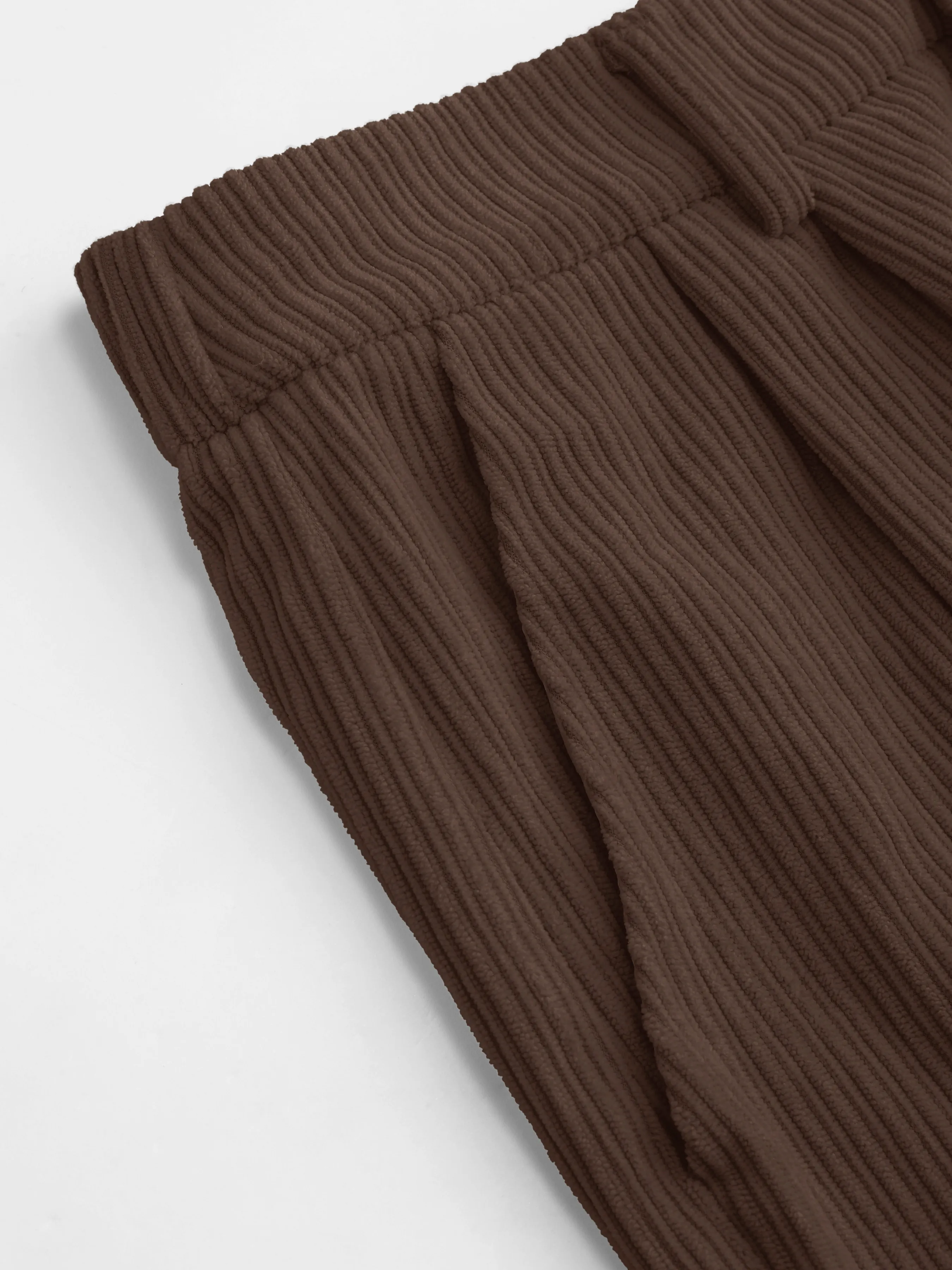  Pantalón de Pana de Cintura Alta con Cremallera y Pierna Ancha