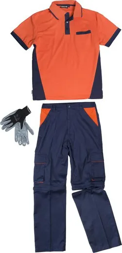 Pantalón desmontable polo manga corta Marino Naranja