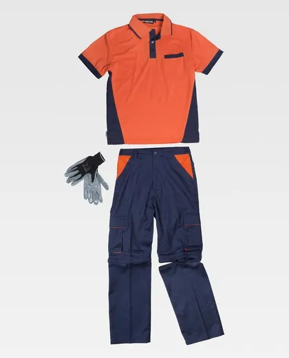 Pantalón desmontable polo manga corta Marino Naranja