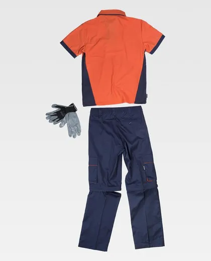 Pantalón desmontable polo manga corta Marino Naranja