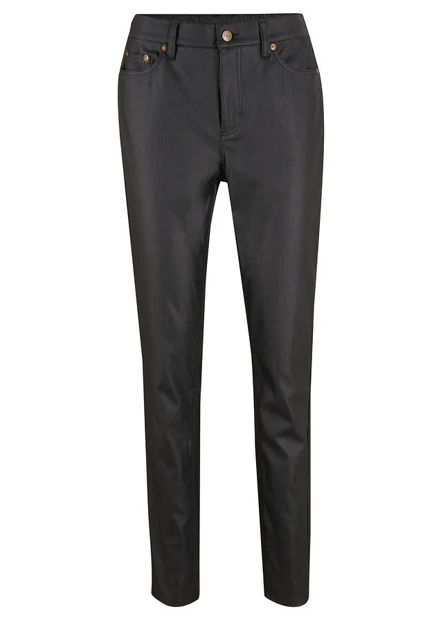 Pantalón elástico con revestimiento, cinturilla cómoda y corte pitillo Negro