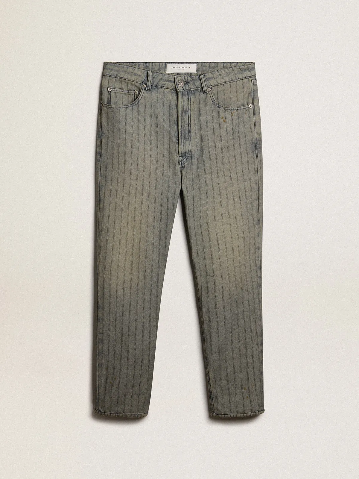Pantalón gris de hombre en denim de rayas