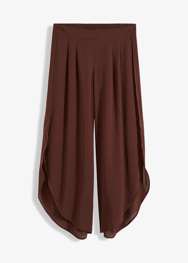 Pantalón palazzo con abertura Marrón tierra