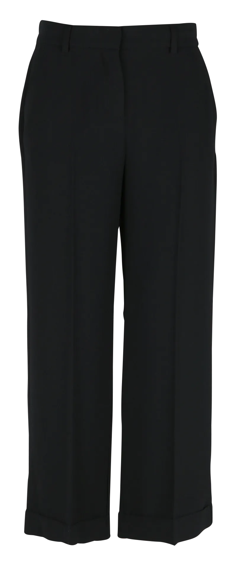 Pantalón tobillero recto de tejido crepé y talle medio alto en negro
