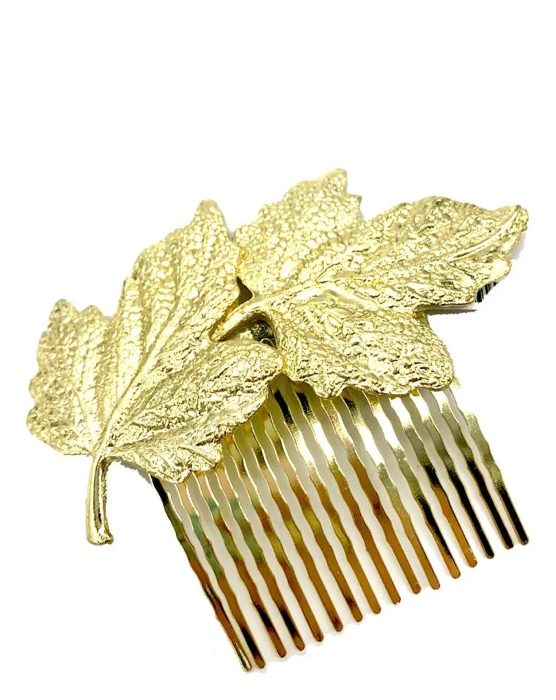 PEINETAS DE FIESTA DORADAS CON BONITAS HOJAS PARA LUCIR TU PEINADO
