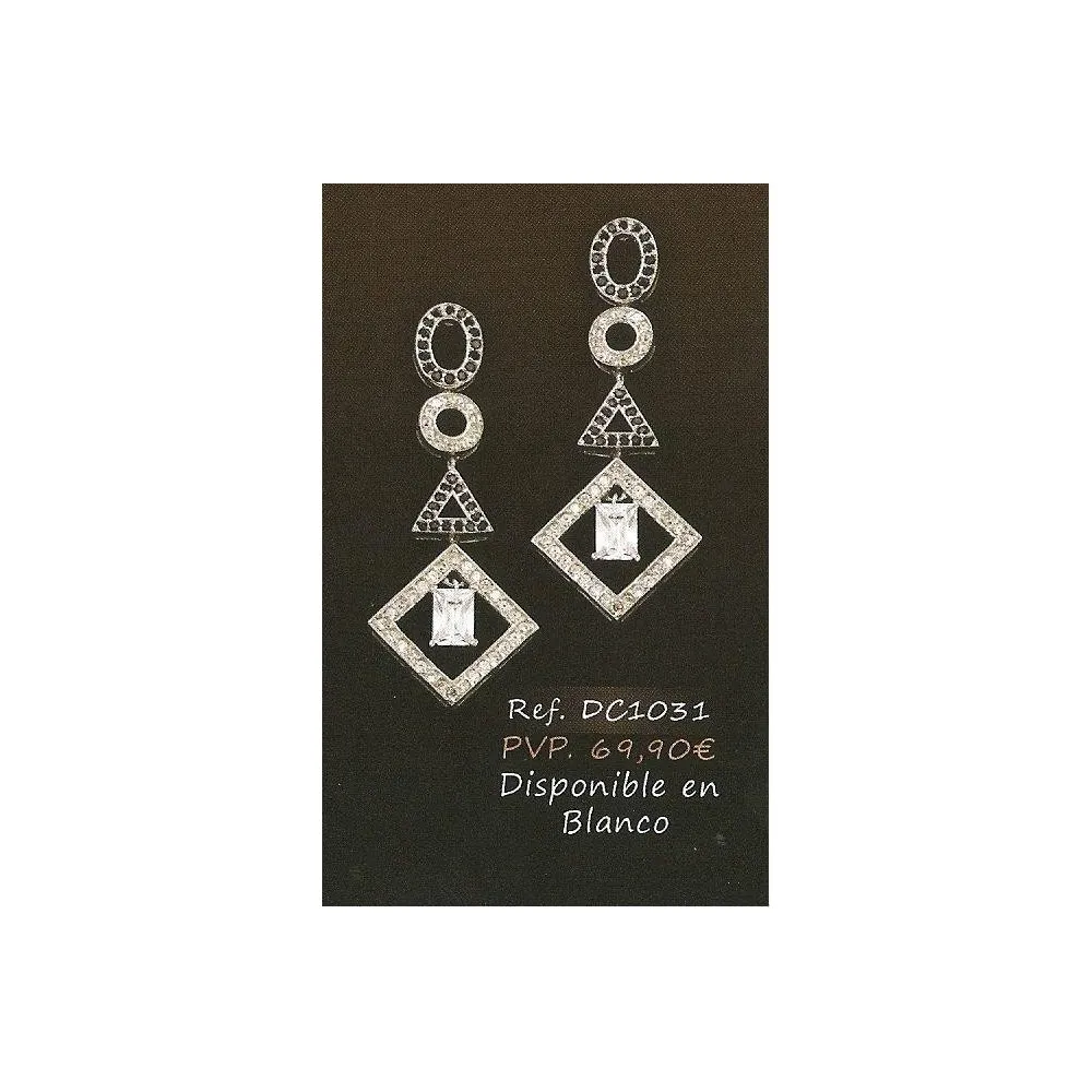 Pendientes de plata de ley largos con circonitas combi