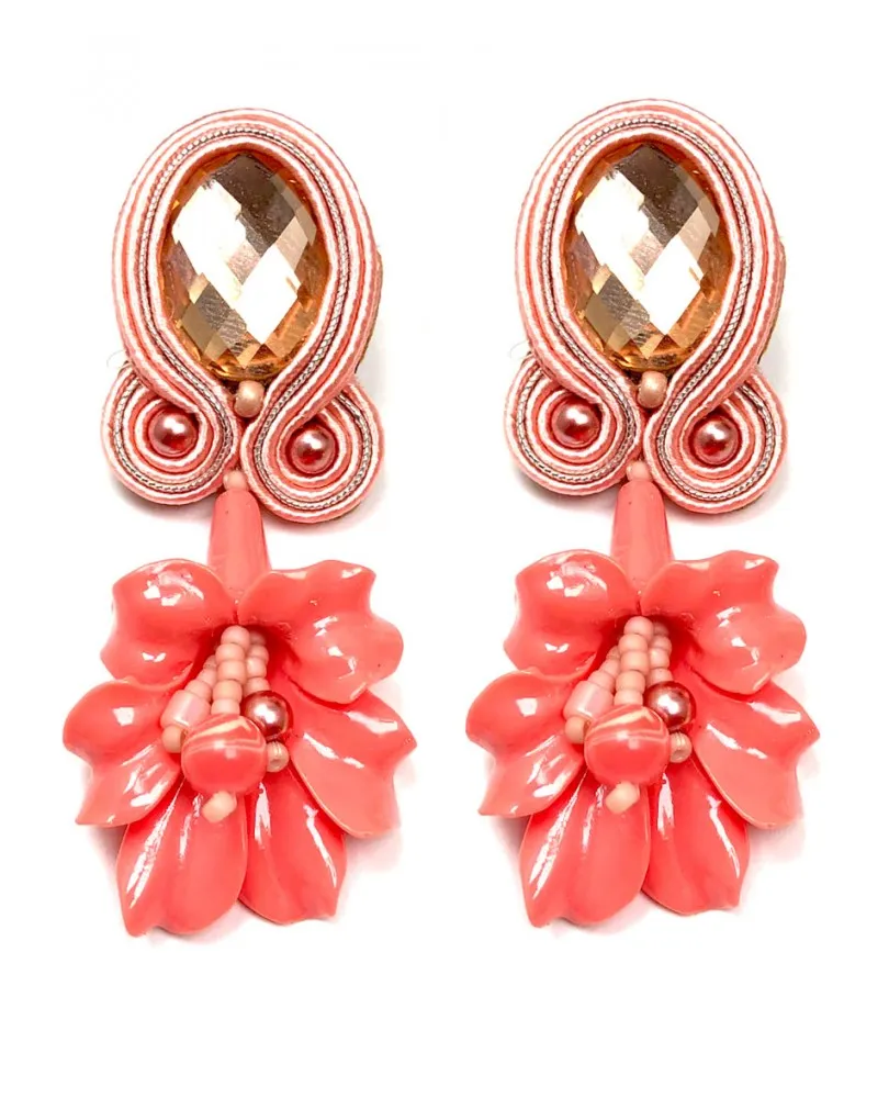 PENDIENTES LARGOS EN COLOR CORAL IDEALES PARA BODAS