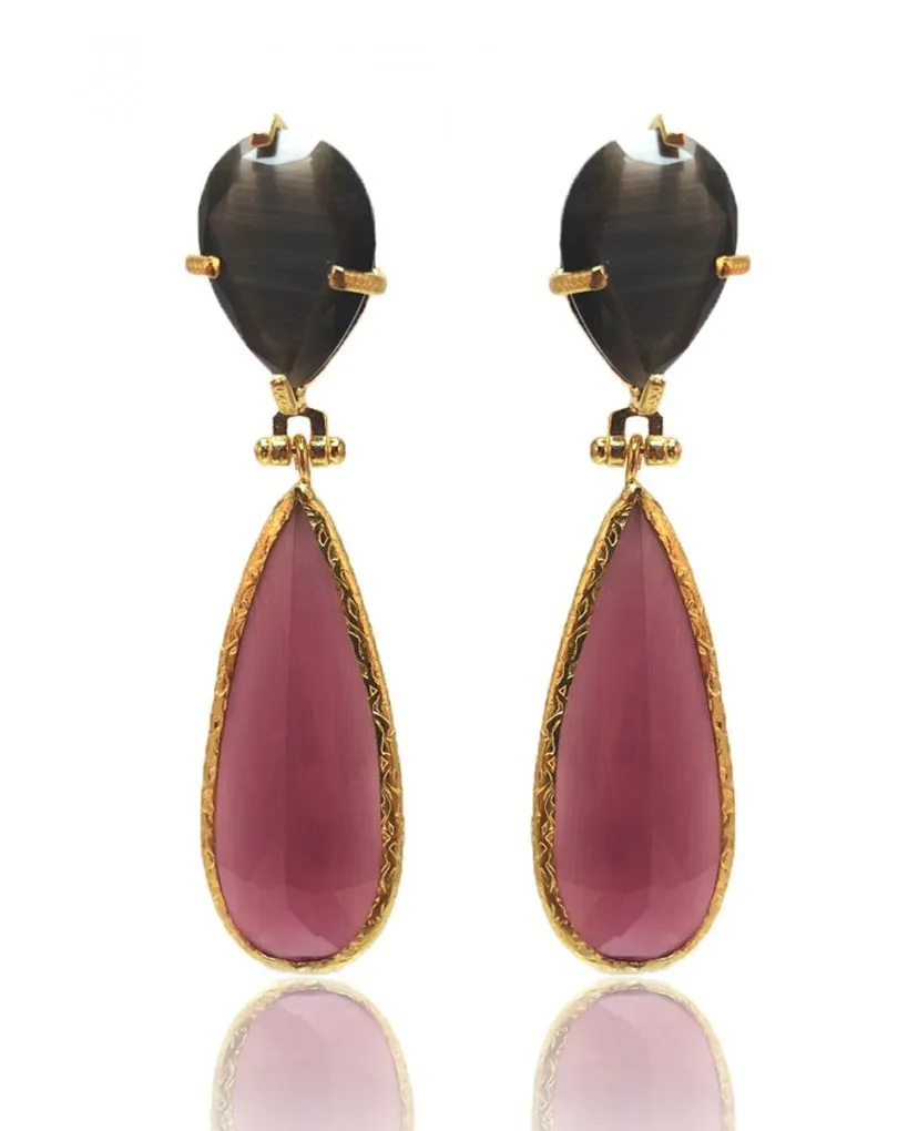 PENDIENTES LARGOS PARA BODAS ROSAS, GRAN LAGRIMA QUE ESTILIZA EL CUELLO IDEAL PARA RECOGIDOS Y SEMIRECOGIDOS