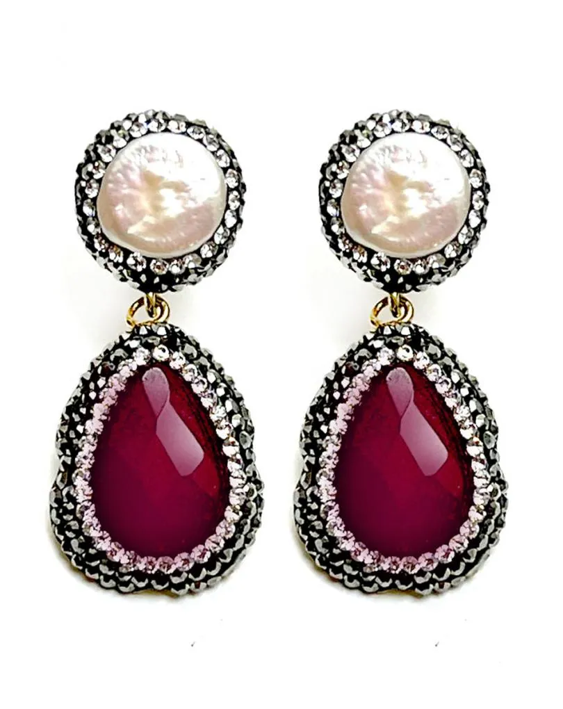 PENDIENTES LARGOS ROJOS Y BLANCOS DE ALTA BISUTERÍA PARA LOOKS DE FIESTA