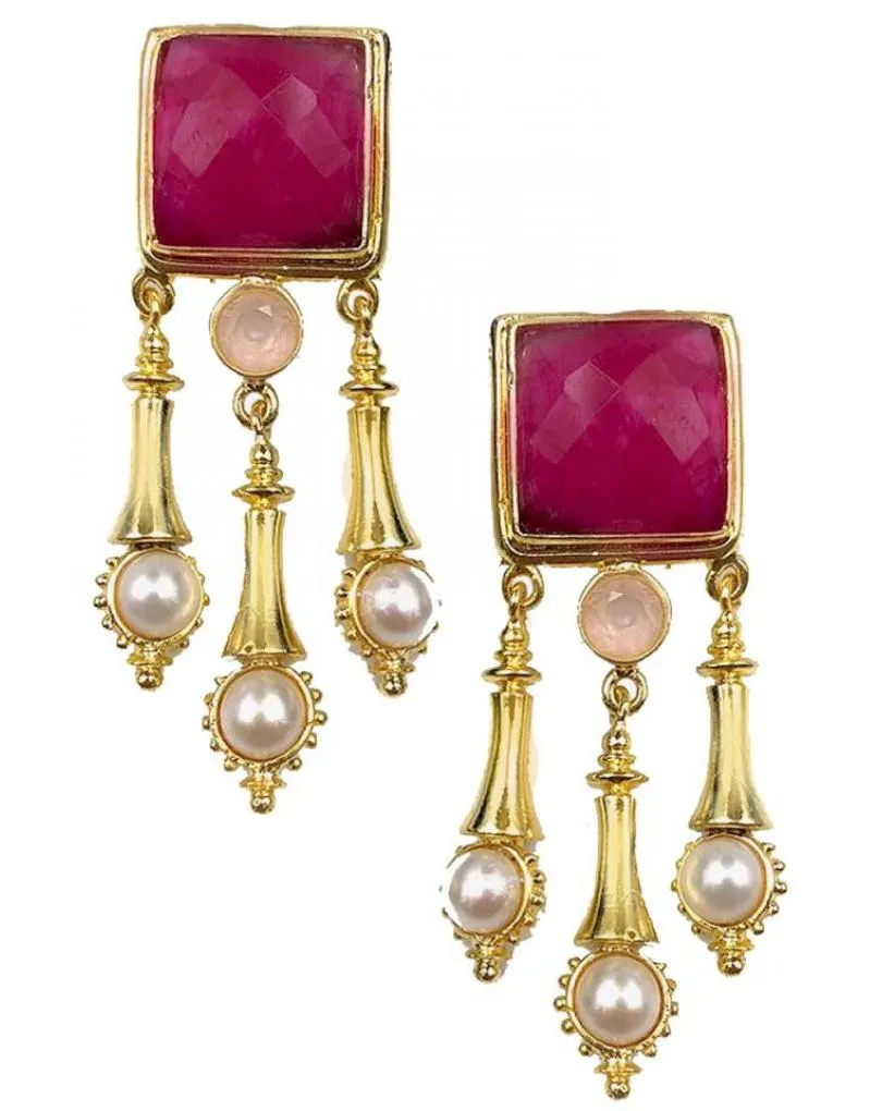 PENDIENTES MUJER LARGOS BUGAMBILIAS REPLICA DE JOYAS ANTIGUAS