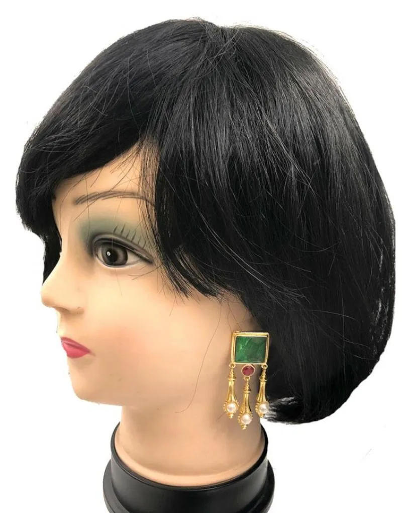 PENDIENTES MUJER LARGOS VERDE MALAQUITA REPLICA DE JOYAS