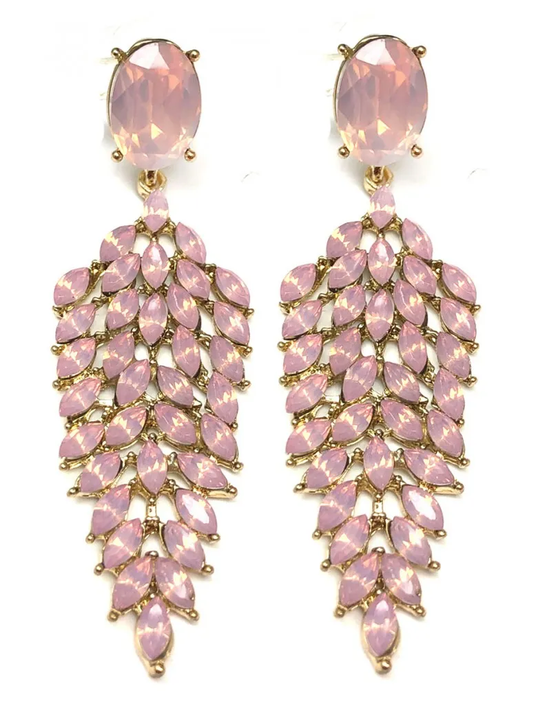 PENDIENTES PARA BODAS ROSAS DE FIESTA LARGOS Y LIGEROS DE PESO