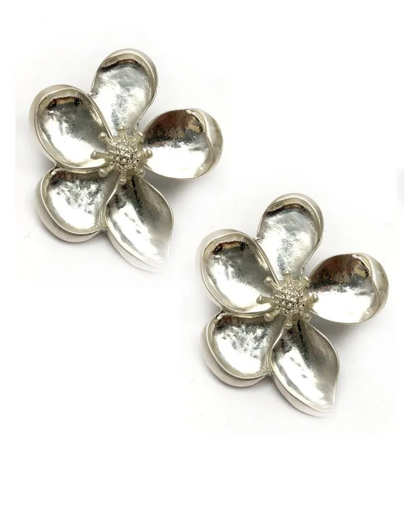 PENDIENTES PLATEADOS DE MUJER PARA BODAS CON BONITA FLOR