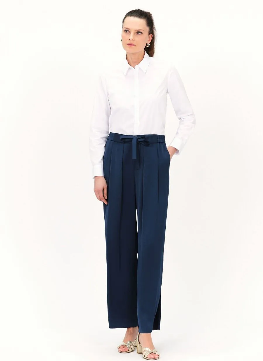 PIANO  PANTALóN RECTO SATINADO EN AZUL