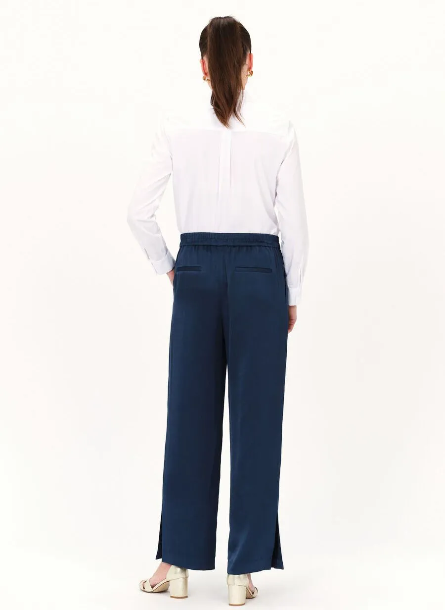 PIANO  PANTALóN RECTO SATINADO EN AZUL