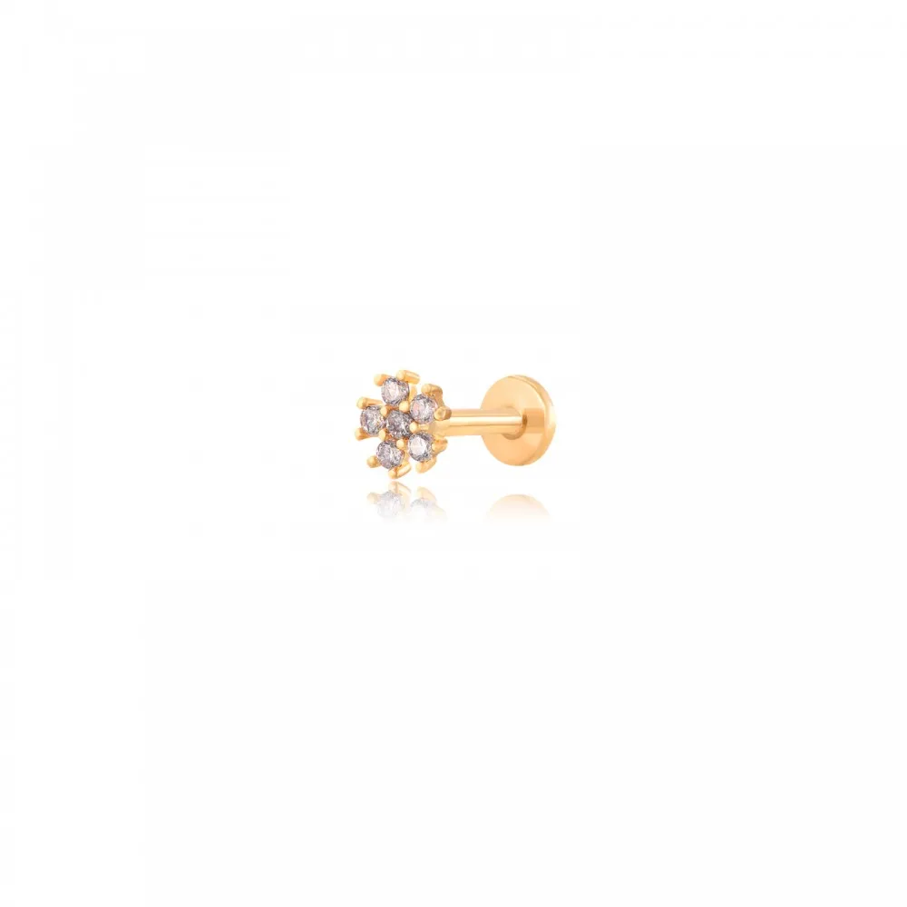 Piercing Magnolia Circonita Blanco Oro