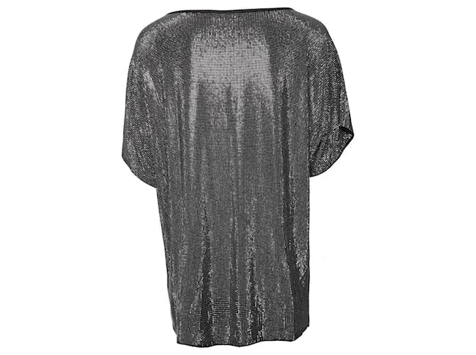 PIERRE BALMAIN, Camiseta oversize con strass. Plata 