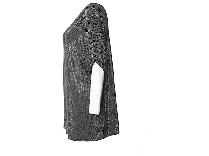 PIERRE BALMAIN, Camiseta oversize con strass. Plata 