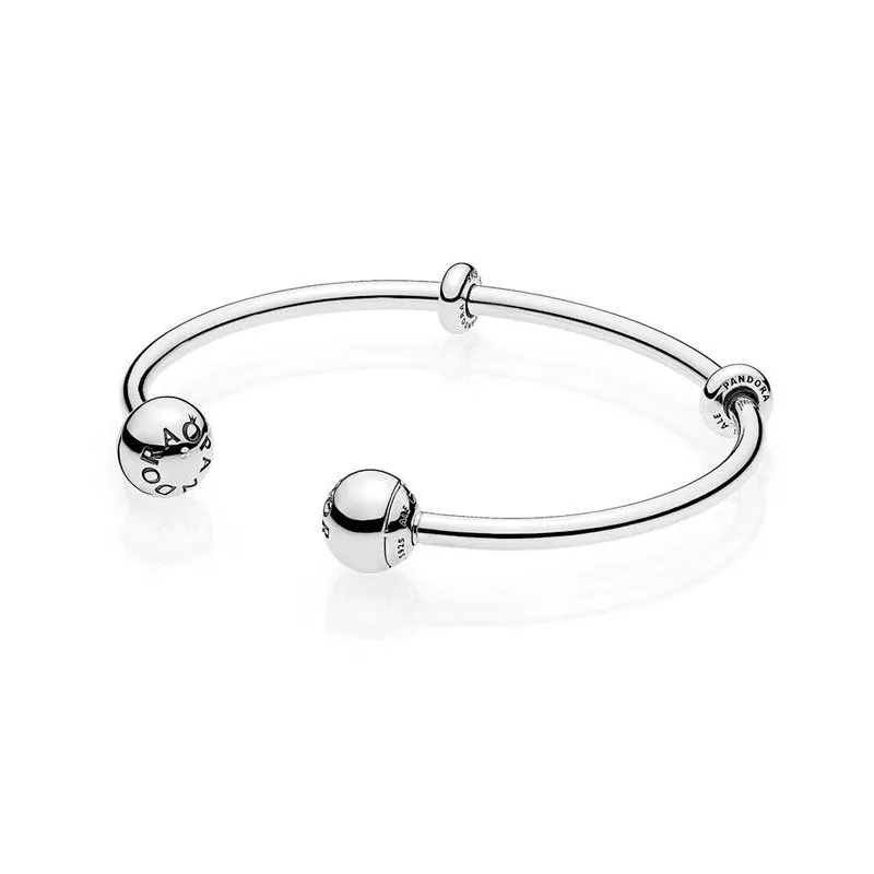 Pulsera Moments abierta con cierres Logo Pandora para charms 596477