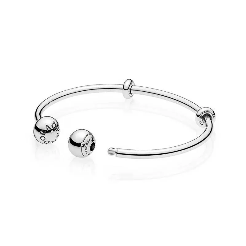 Pulsera Moments abierta con cierres Logo Pandora para charms 596477