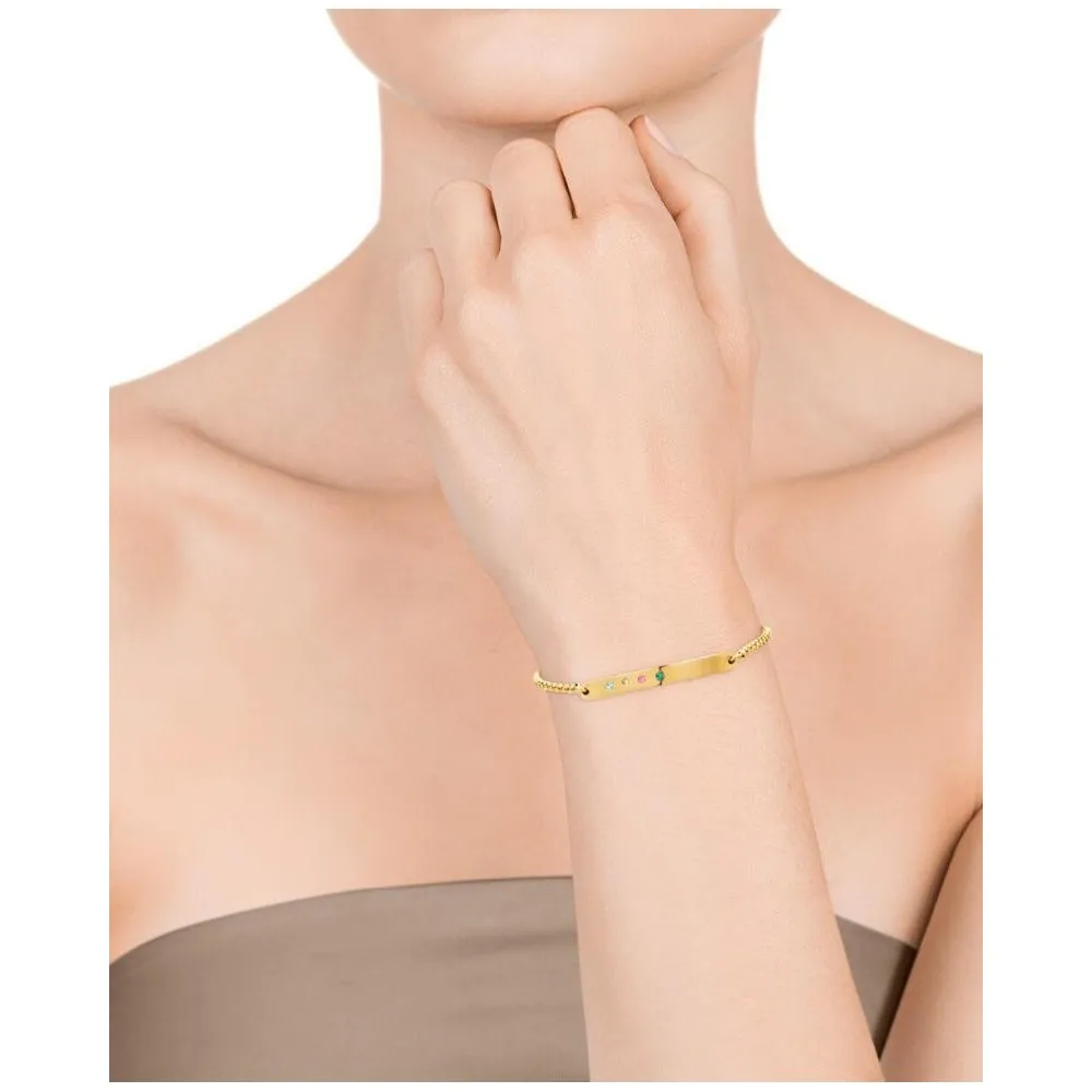 Pulsera Viceroy Fashion de acero dorado con placa y circonitas para mujer