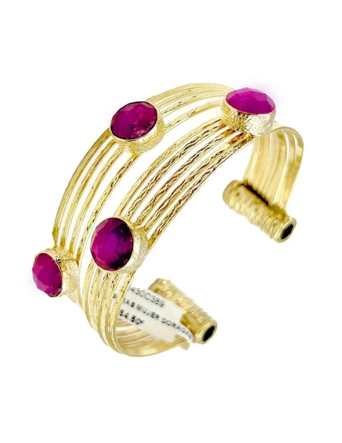 PULSERAS MUJER DORADAS CON PEDRERIA BUGAMBILIA BRAZALETE ANCHO PARA BODAS