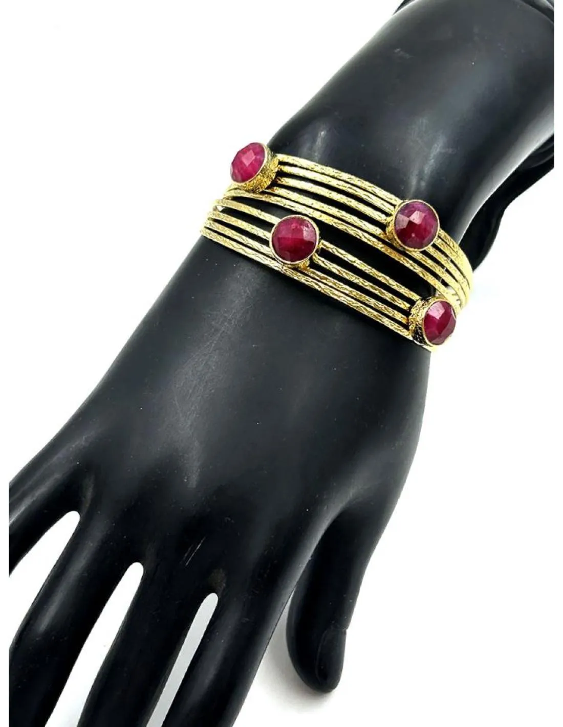 PULSERAS MUJER DORADAS CON PEDRERIA BUGAMBILIA BRAZALETE ANCHO PARA BODAS