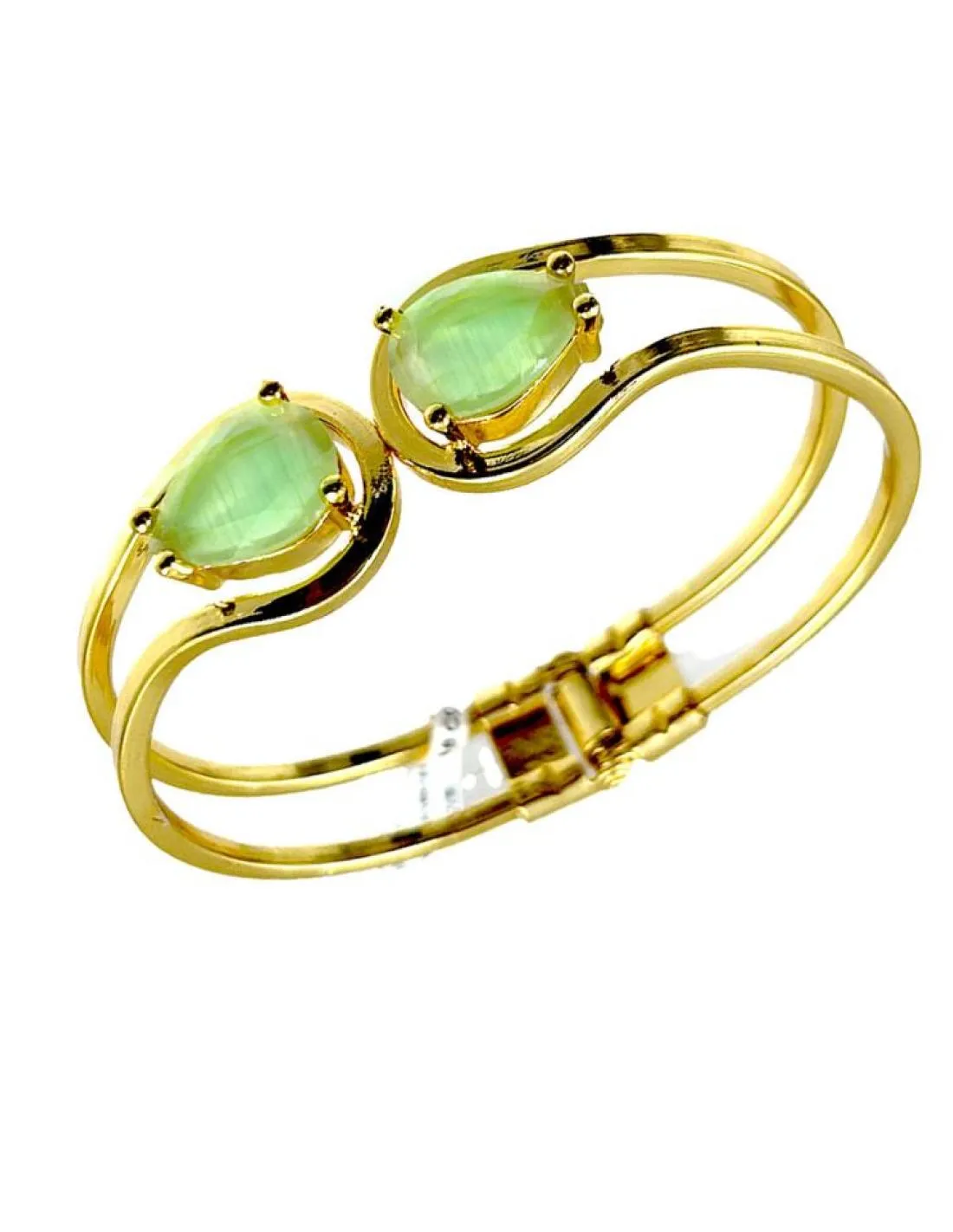 PULSERAS MUJER DORADAS CON PIEDRAS VERDES AGUA MARINA PARA BODAS