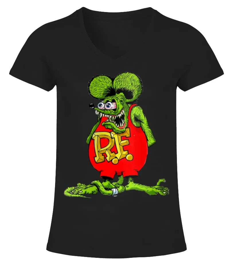 RAT FINK2 CAMISETA CUELLO PICO MUJER