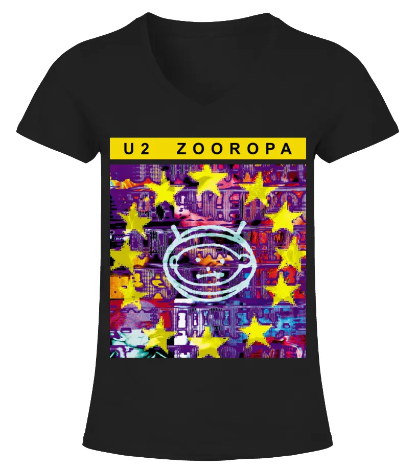 RK90SBK. U2  ZOOROPA CAMISETA CUELLO PICO MUJER