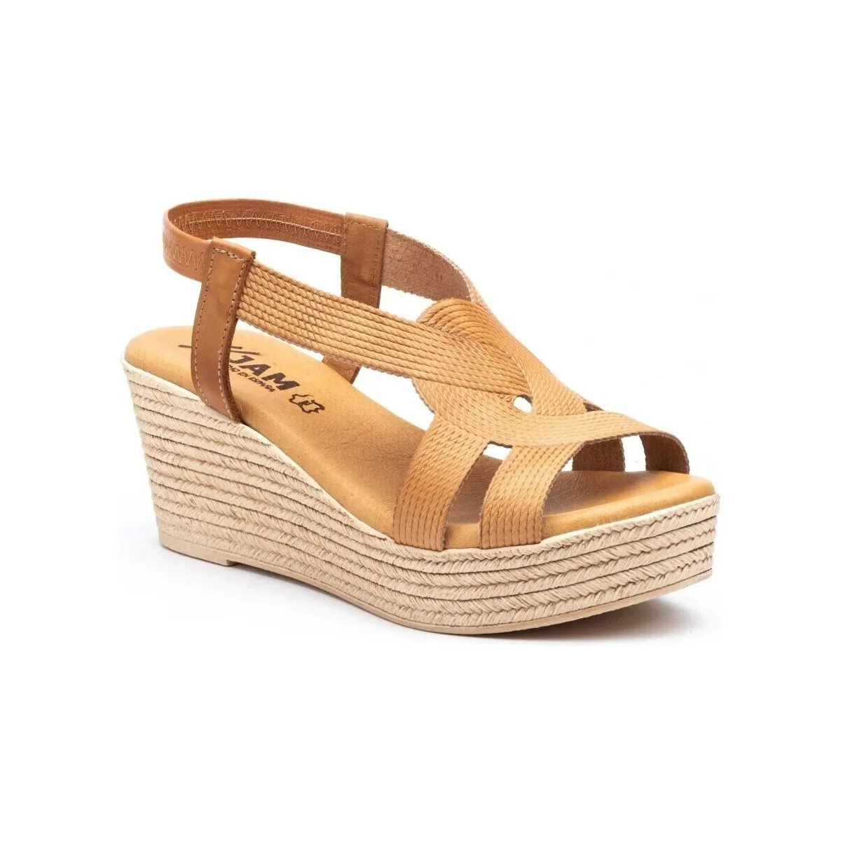 Sandalias de piel marrones con cuña alta by CBP