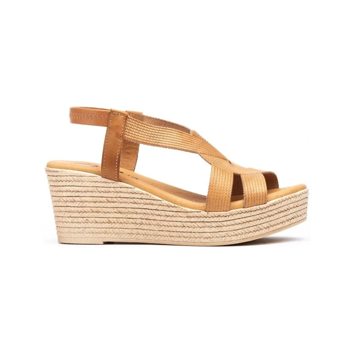 Sandalias de piel marrones con cuña alta by CBP