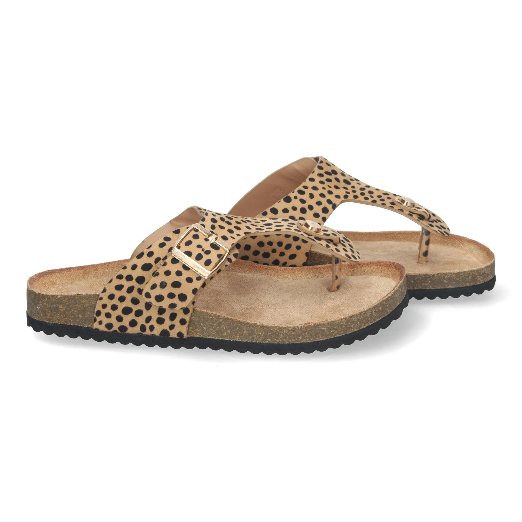SANDALIAS PLANAS ESTILO ESCLAVA LEOPARDO MUJER 1A1618