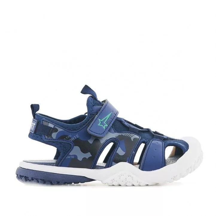 sandalias QUETS! azules con dibujo militar