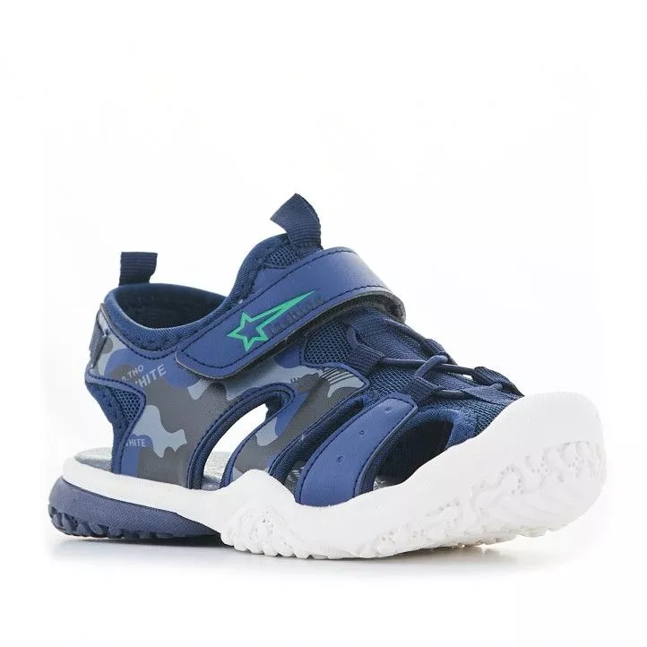 sandalias QUETS! azules con dibujo militar